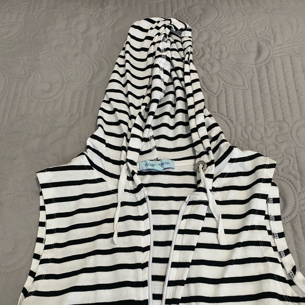 Striped coverup with full zipper and hood